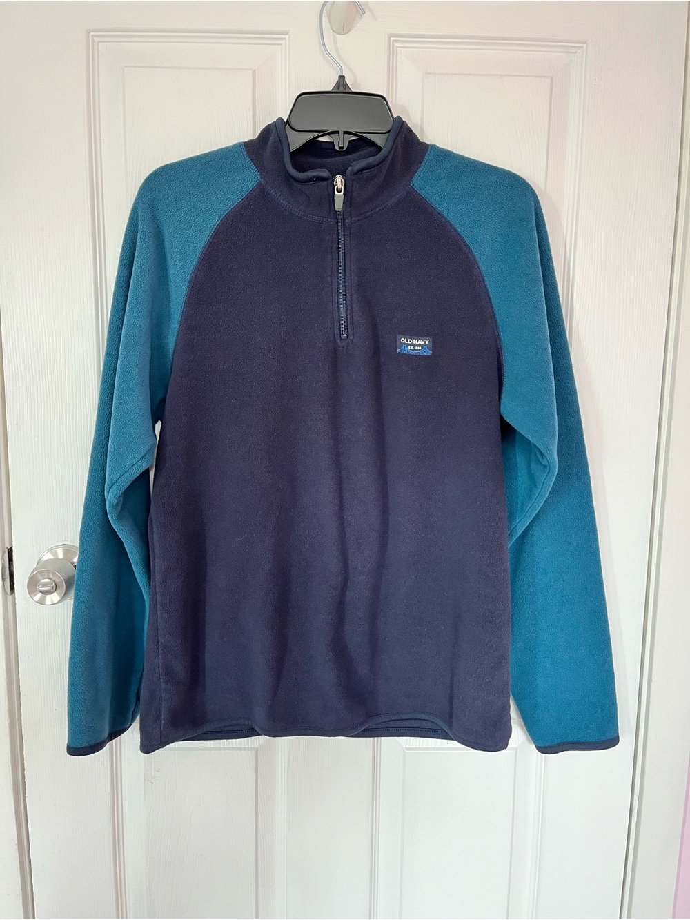 Old Navy Men’s Half-Zip Fleece Pullover - Navy & Teal size medium
